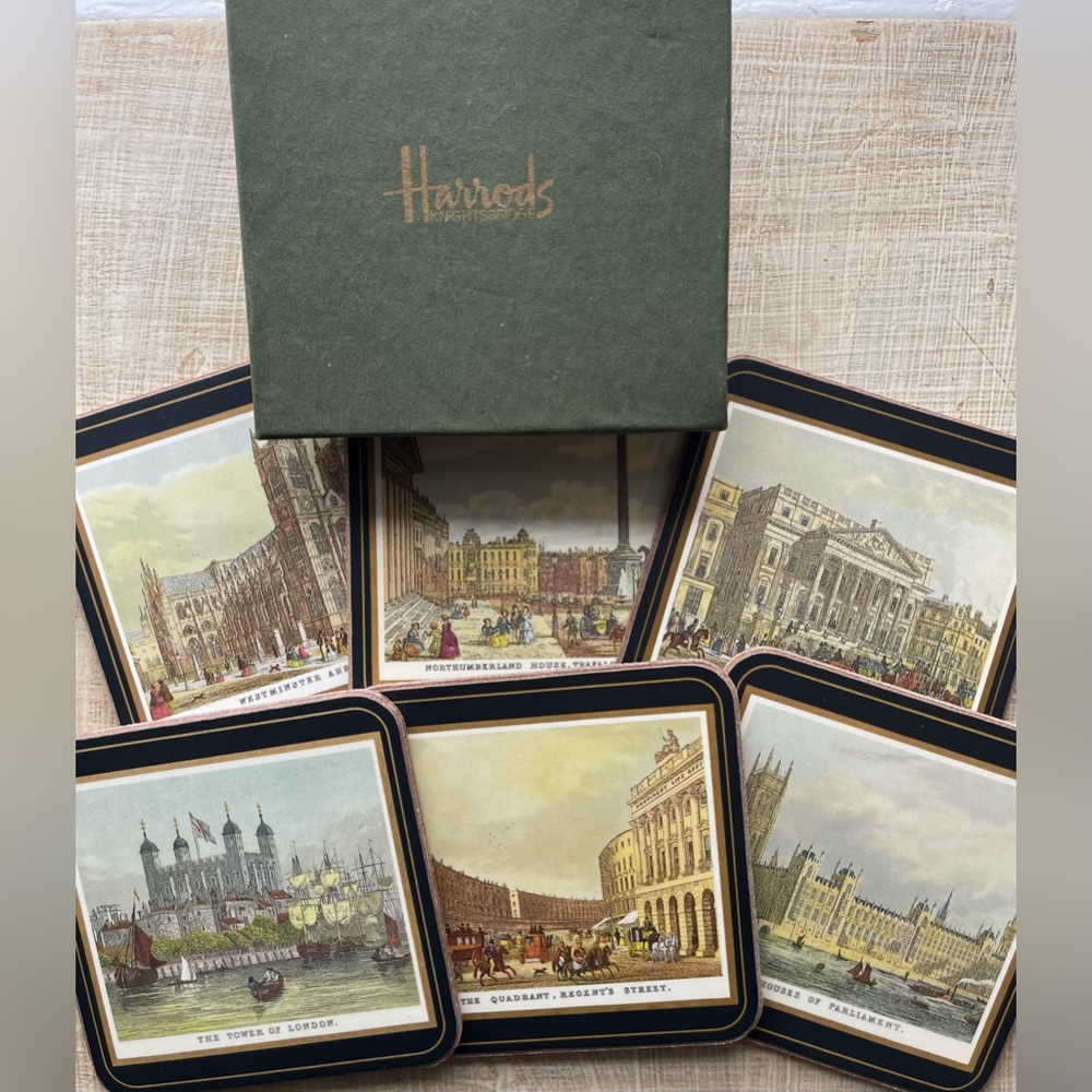 Harrod’s Knightsbridge set of six coasters 
19th Century London. Original Box